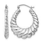 Scalloped Hoop Earrings in 14K White Gold, 24.5x30mm - Sophia Jewelers