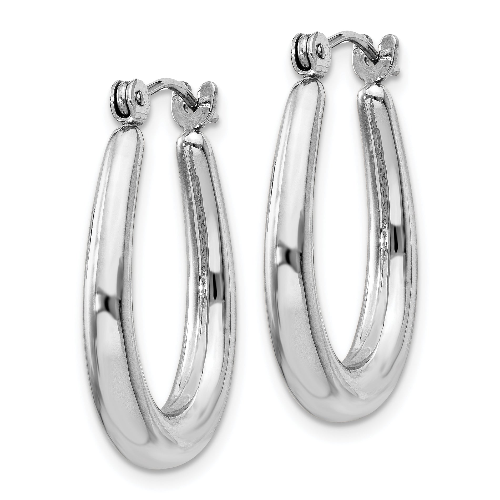14k White Gold Polished Hoop Earrings Secondary image