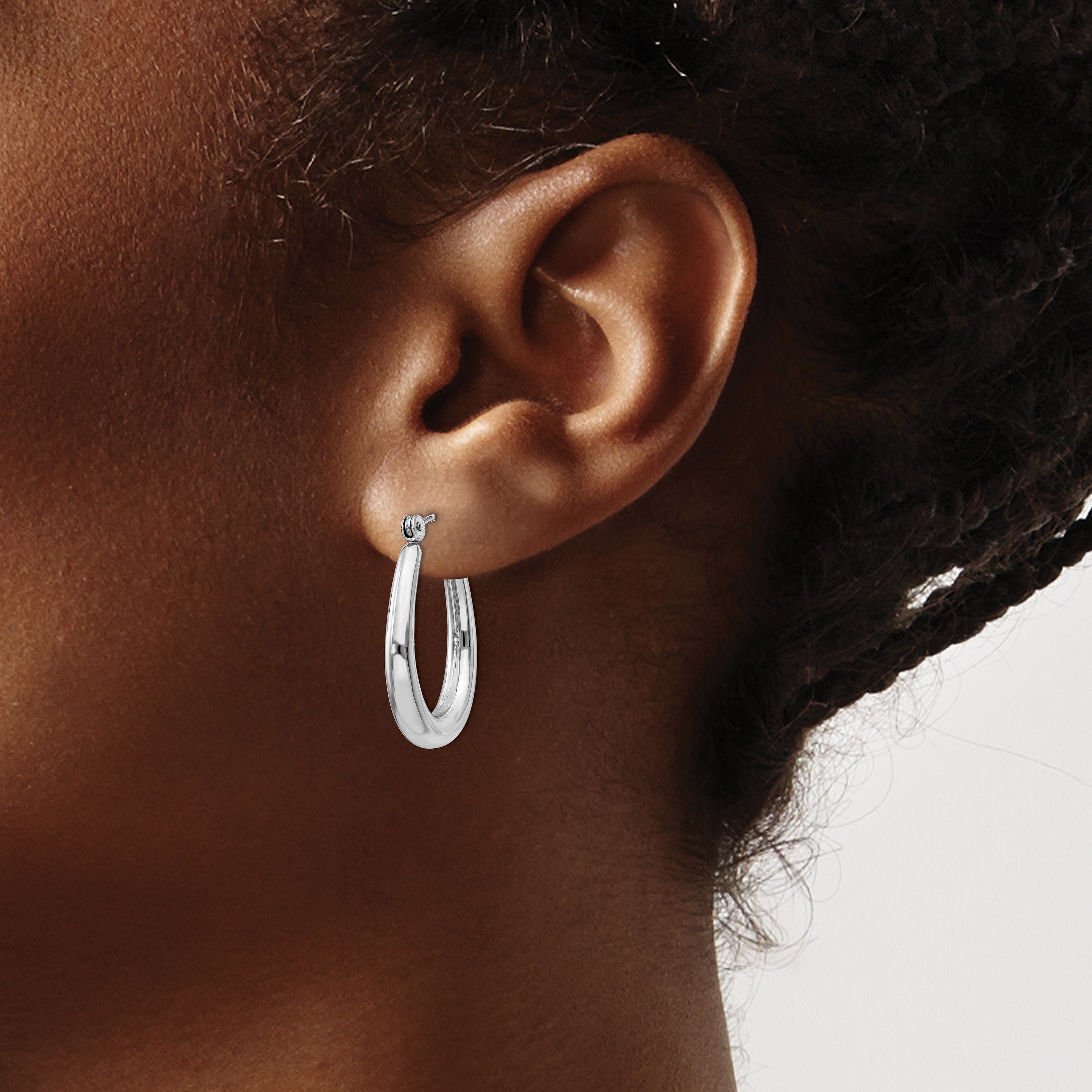 14k White Gold Polished Hoop Earrings