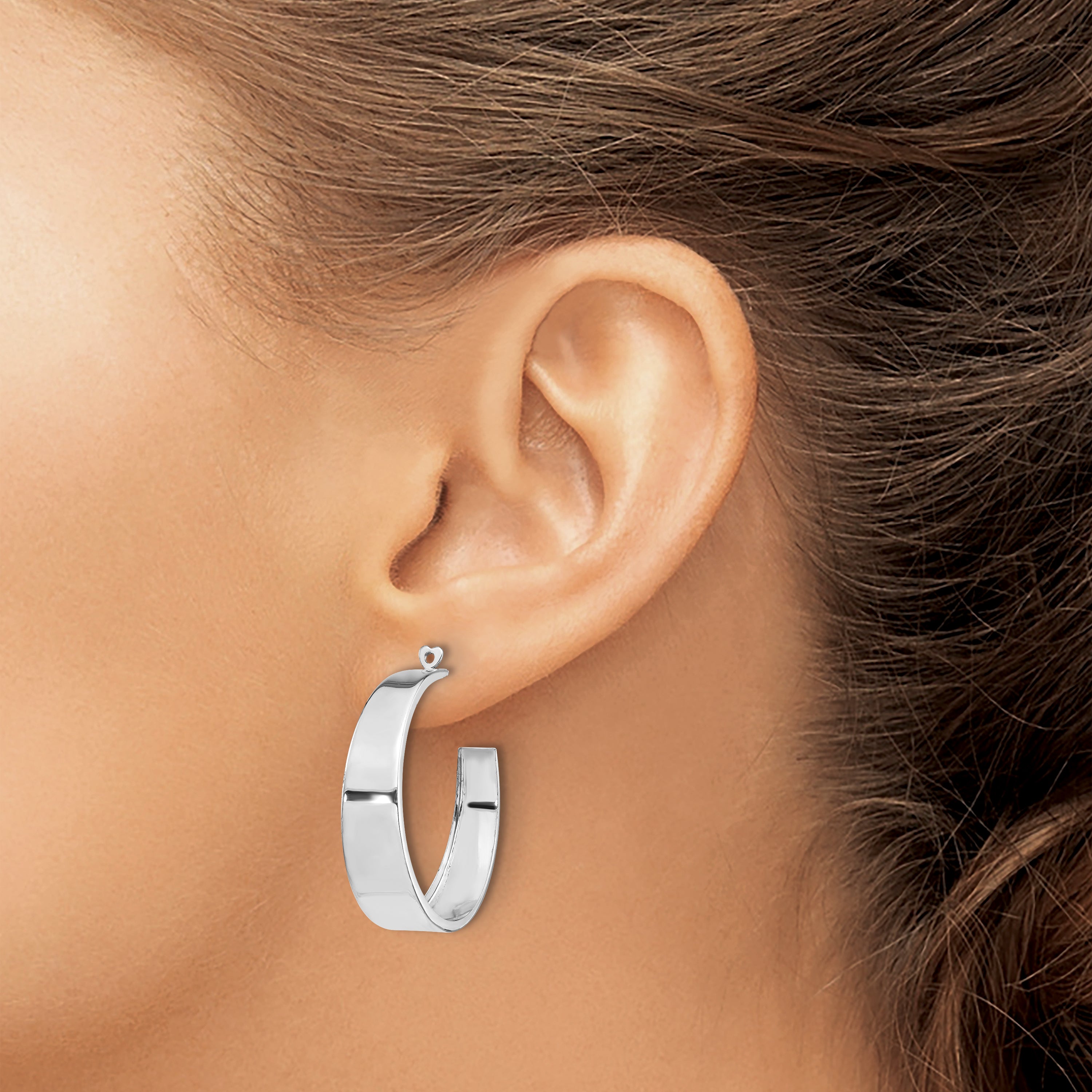 14k White Gold Polished Hoop Earring Jackets