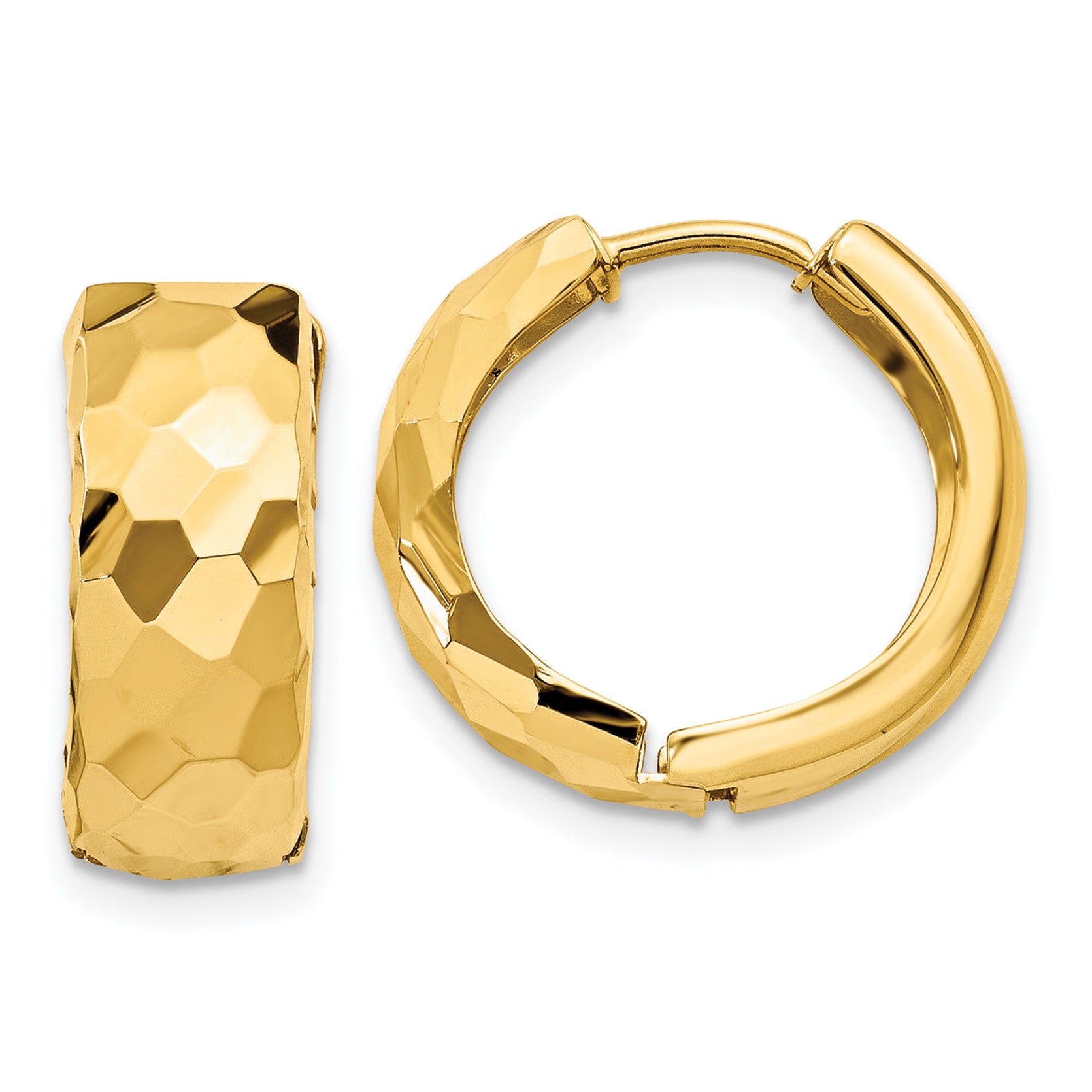 14k Faceted & Polished Hinged 6mm Hoop Earrings Main image