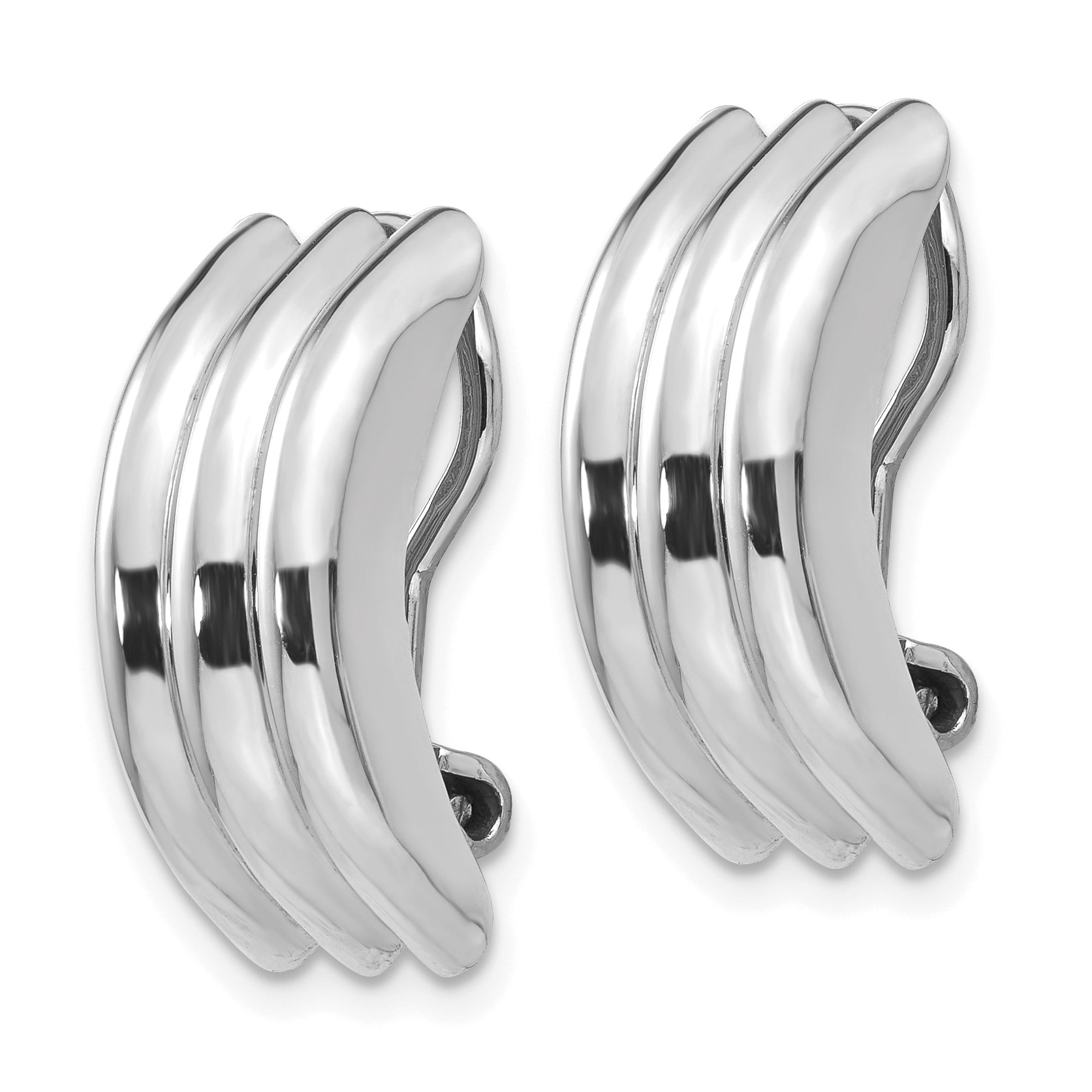 14k White Gold Omega Clip Non-pierced Earrings Secondary image