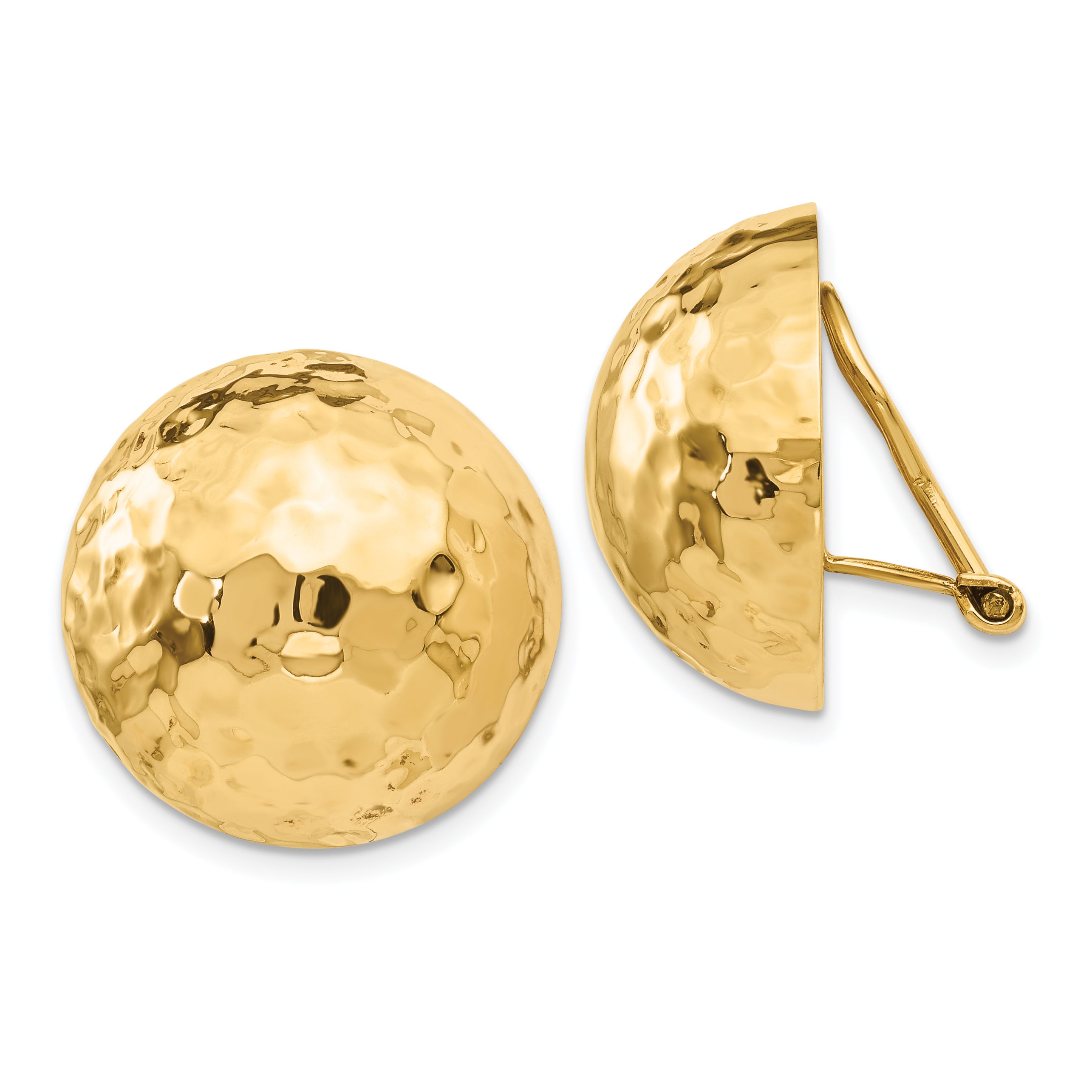 14k Omega Clip 20mm Hammered Non-pierced Earrings Main image