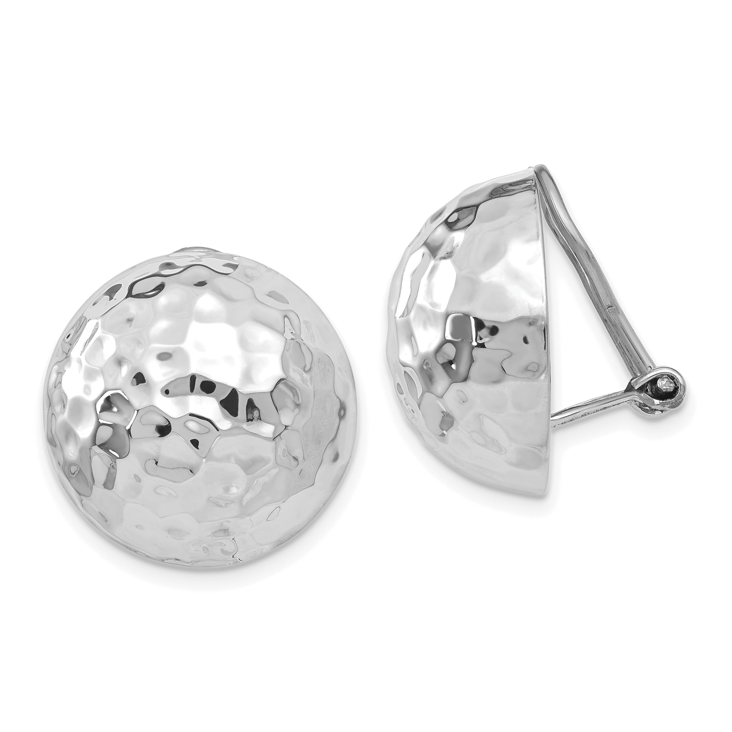 14k White Gold 18mm Hammered Non-pierced Earrings Main image