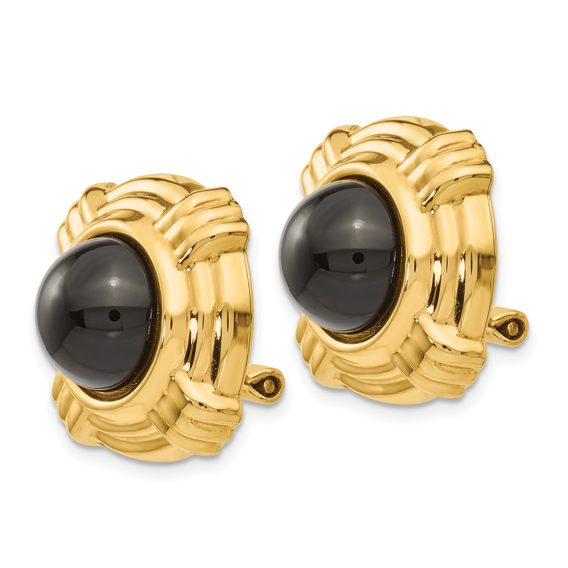 14k Omega Clip Onyx Non-pierced Earrings Secondary image