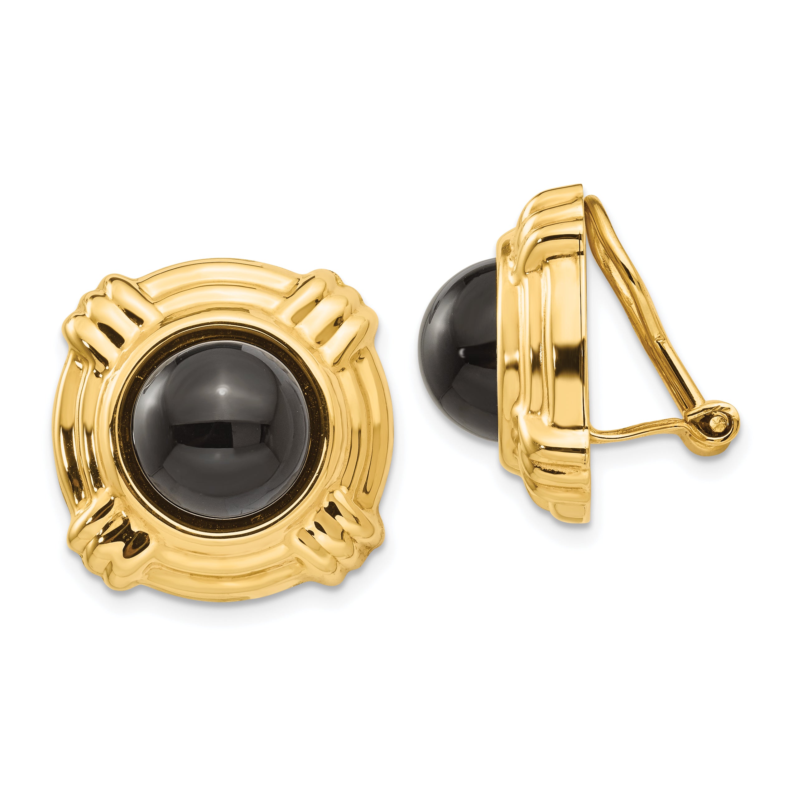 14k Omega Clip Onyx Non-pierced Earrings Main image