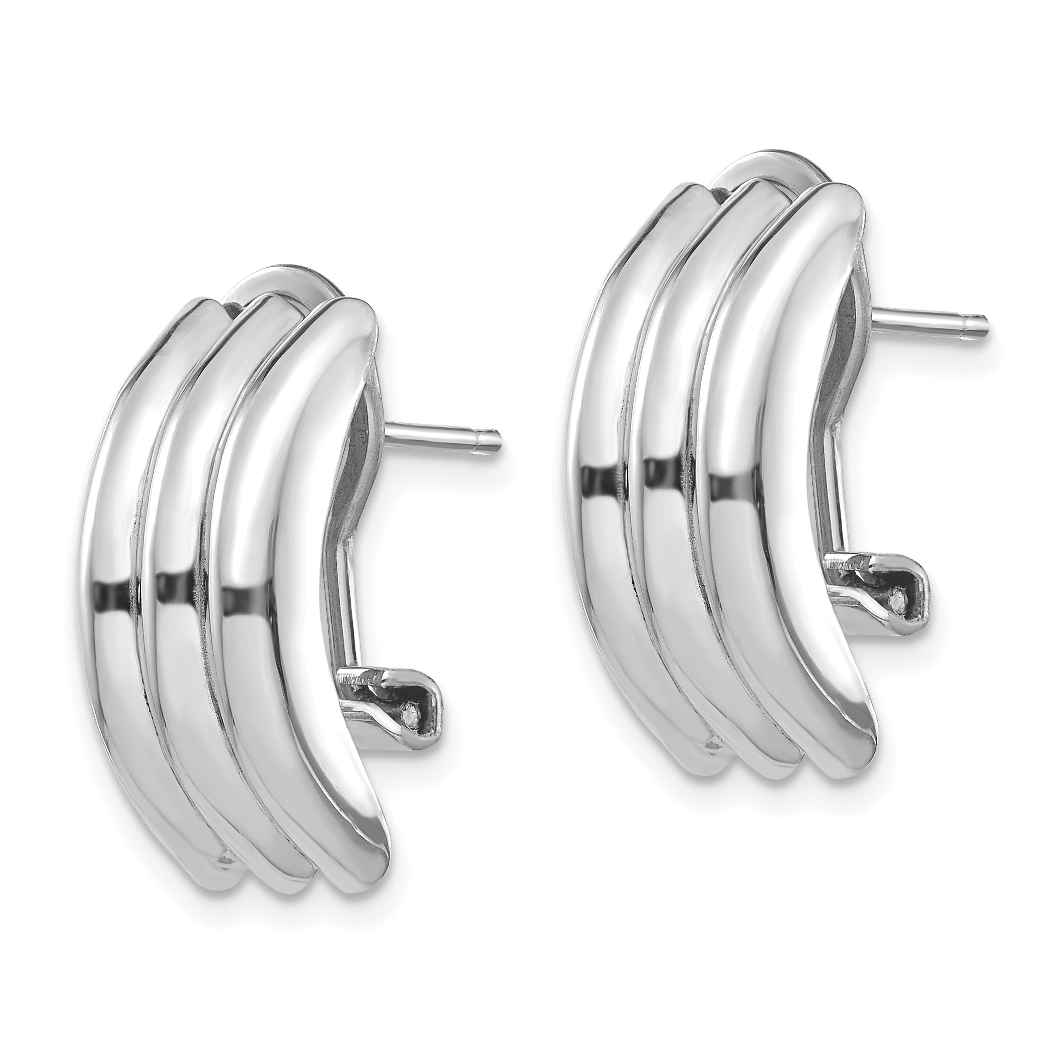 14k White Gold Omega Post Earrings Secondary image