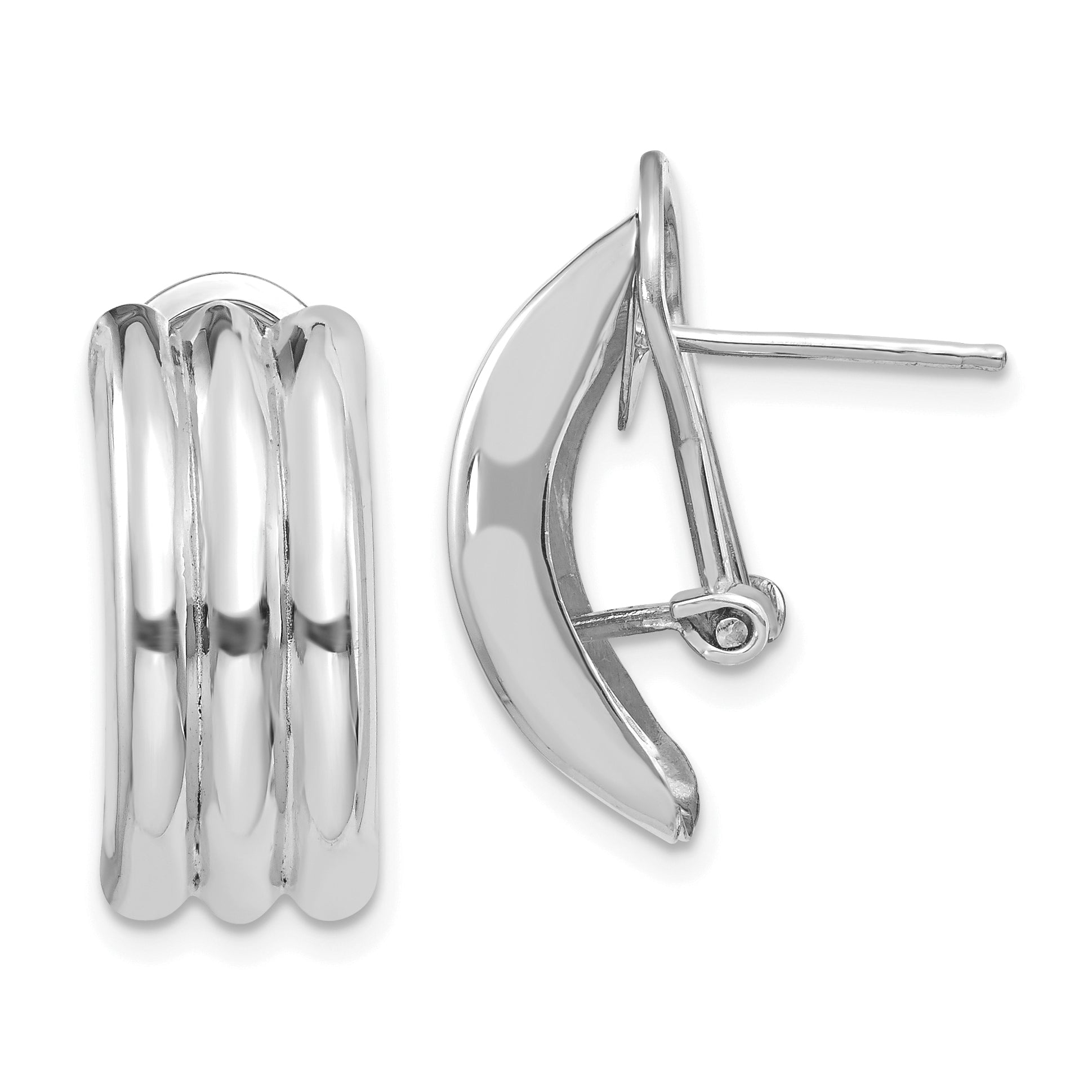 14k White Gold Omega Post Earrings Main image