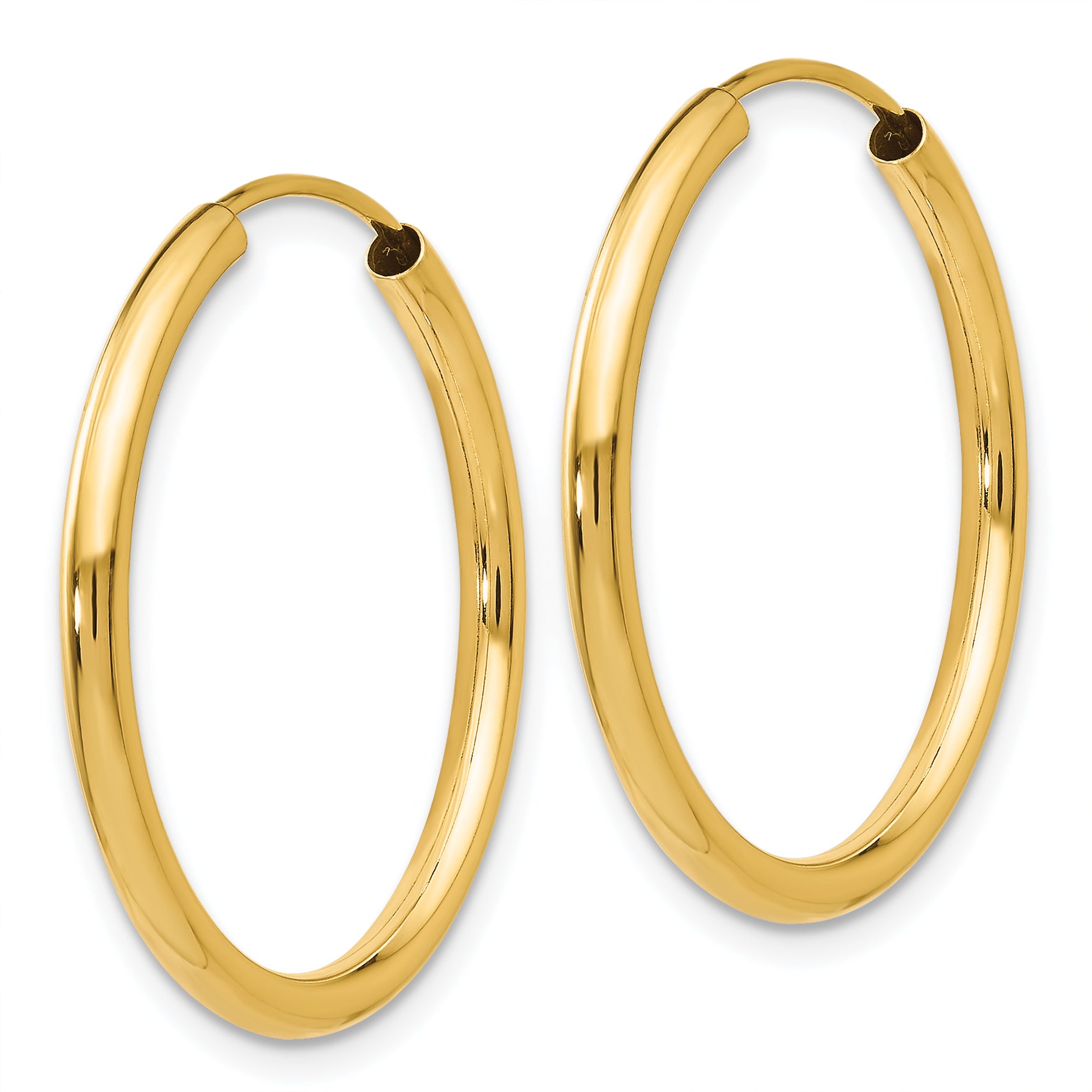 14k Polished Round Endless 2mm Hoop Earrings Secondary image
