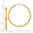 14k Polished Round Endless 2mm Hoop Earrings