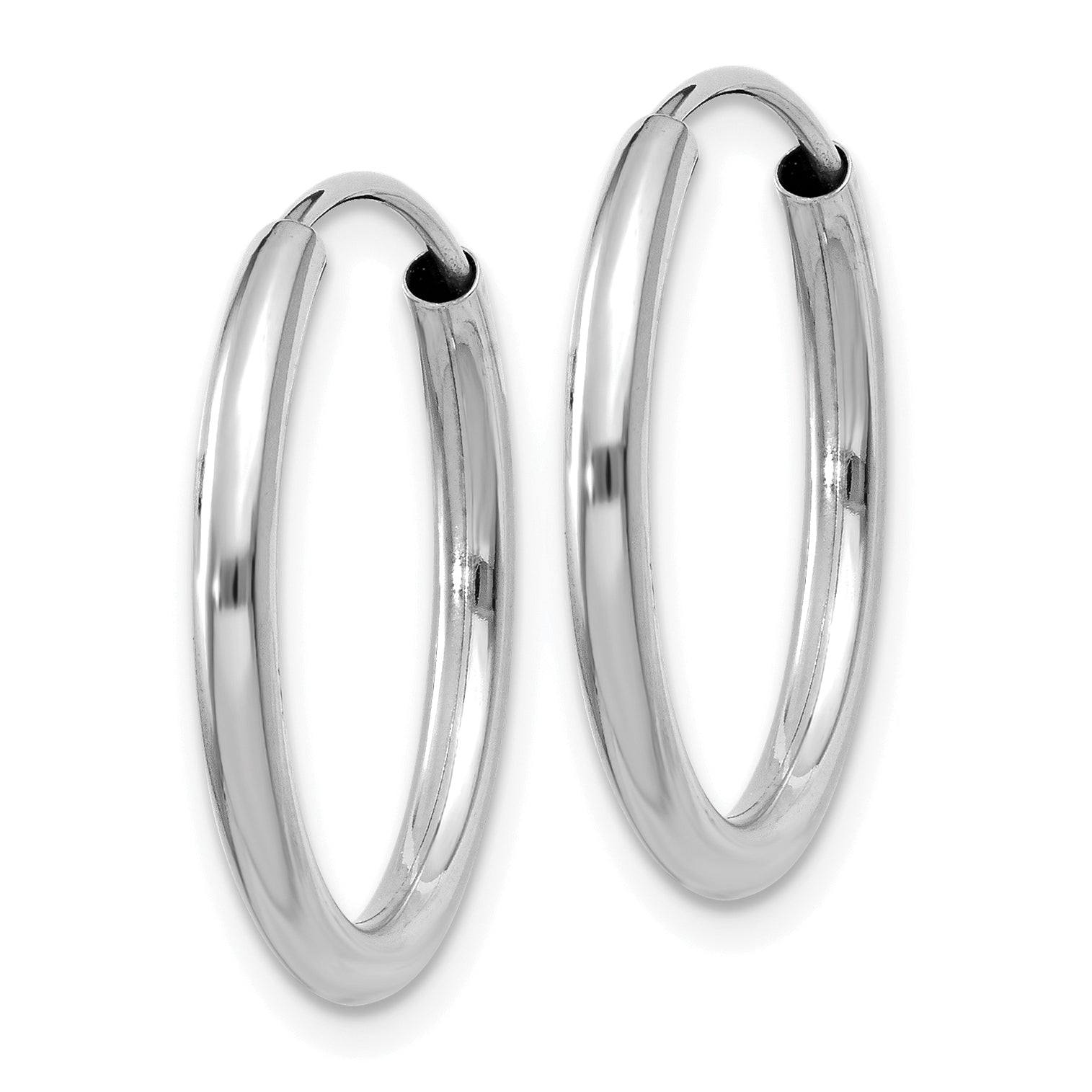 14k White Gold Polished Endless 2mm Hoop Earrings Secondary image