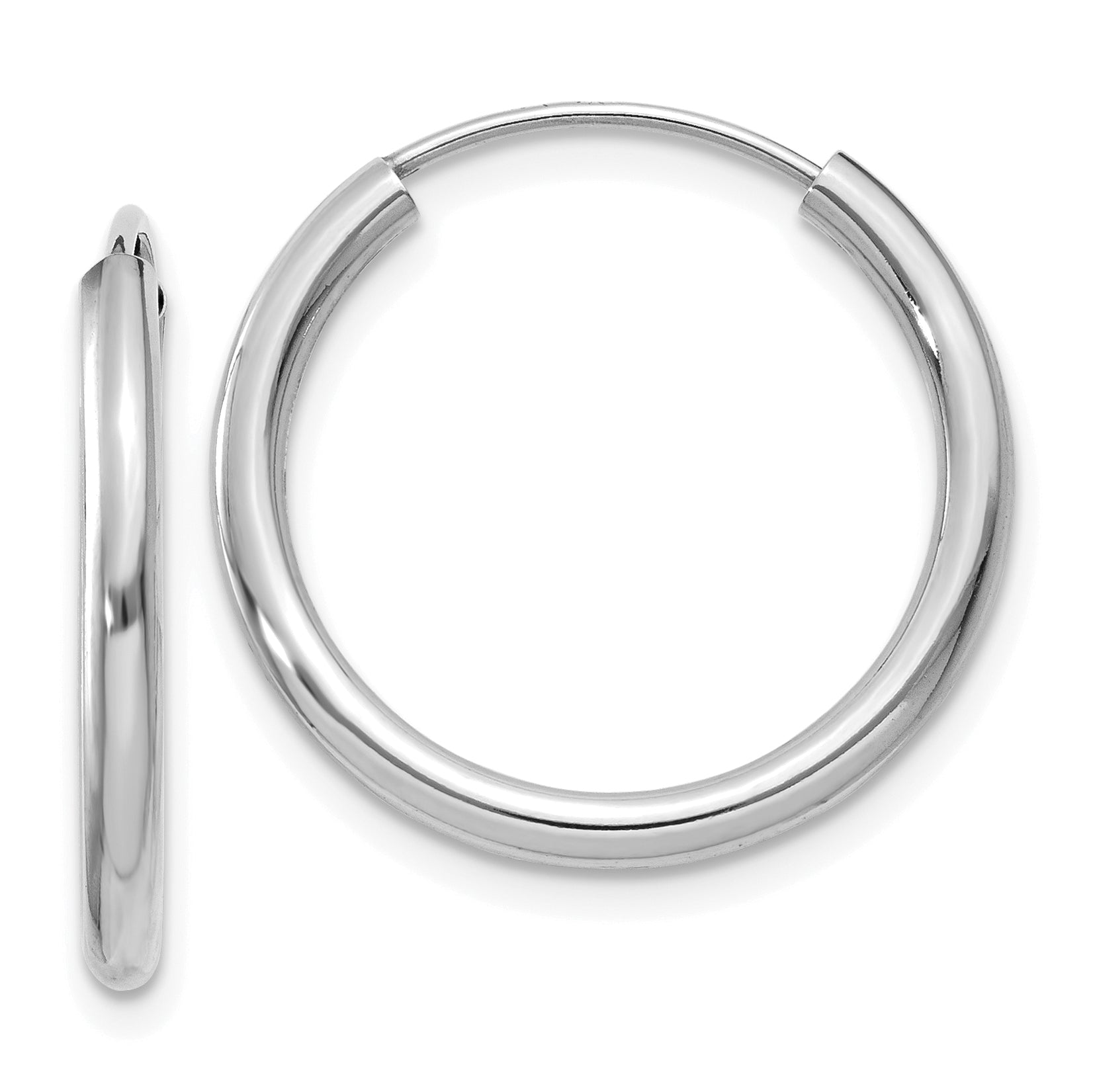 14k White Gold Polished Endless 2mm Hoop Earrings Main image
