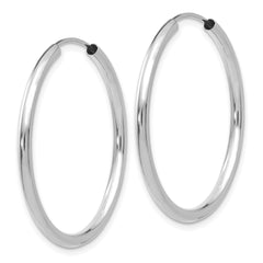 14k White Gold Polished Endless 2mm Hoop Earrings