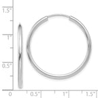 14k White Gold Polished Endless 2mm Hoop Earrings