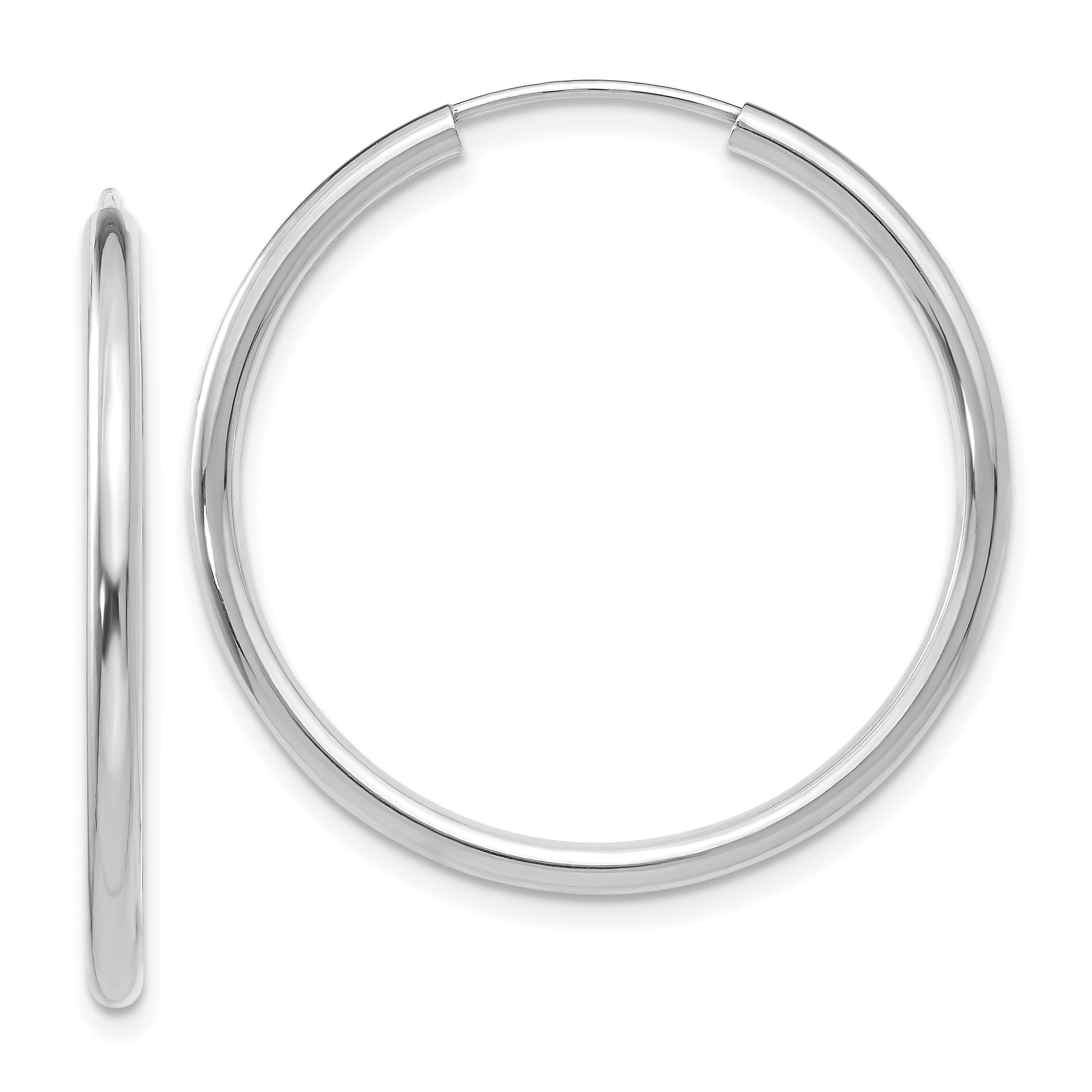 14k White Gold Polished Endless 2mm Hoop Earrings Main image