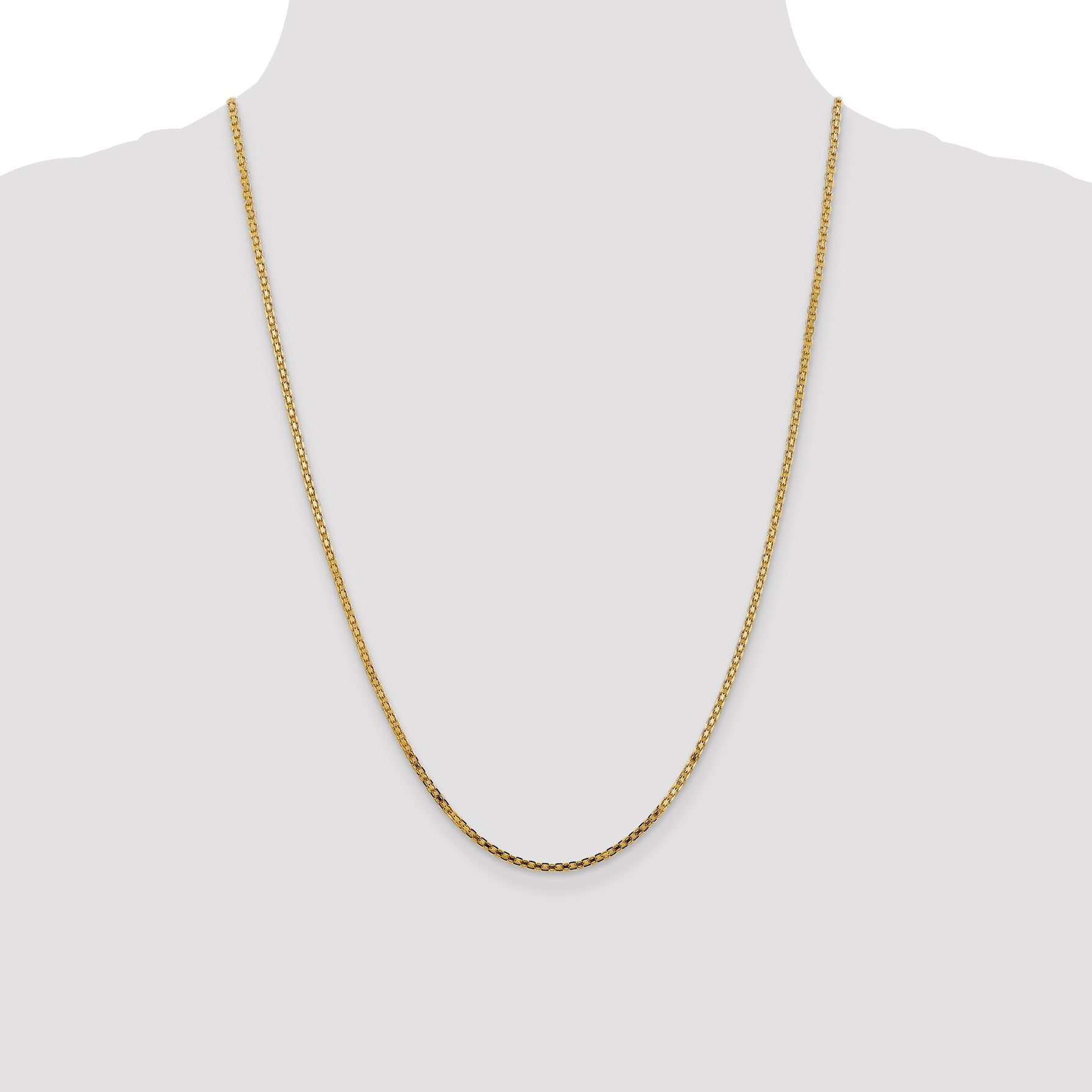 14K 24 inch 1.8mm Lightweight Flat Bismark with Lobster Clasp Chain
