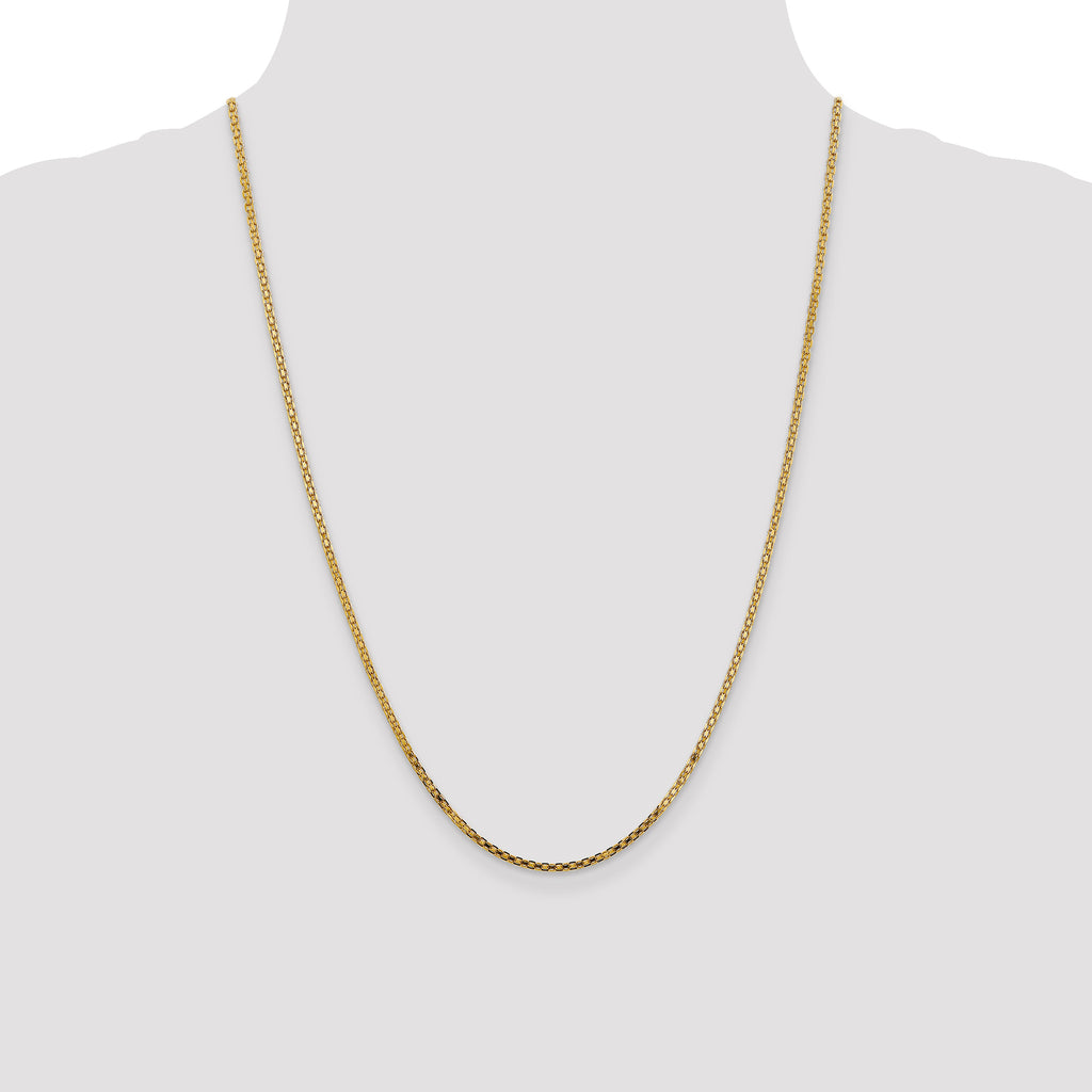 14K 24 inch 1.8mm Lightweight Flat Bismark with Lobster Clasp Chain