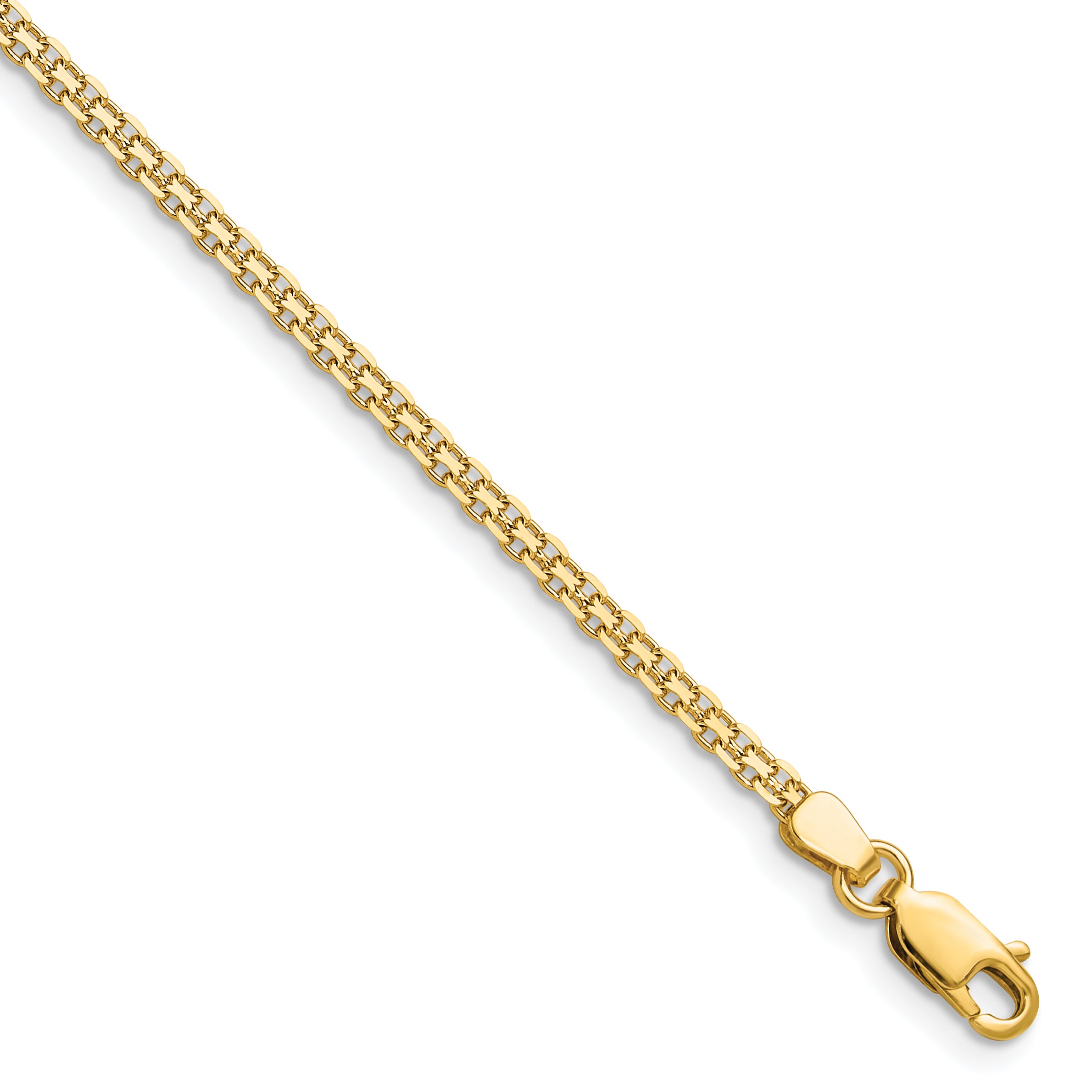 14k 2.2mm Lightweight Flat Bismark Chain Anklet Main image