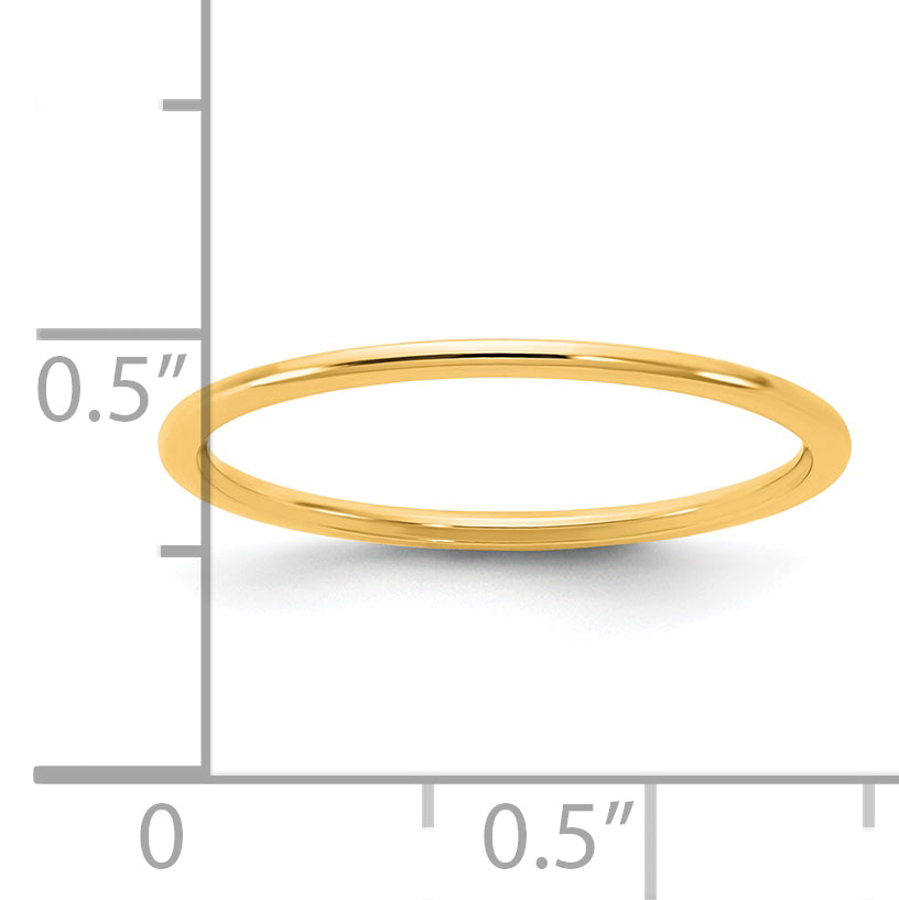 14KY 1mm Half Round Band Size 9.5