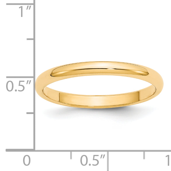 14k Yellow Gold 2.5mm Half Round Wedding Band