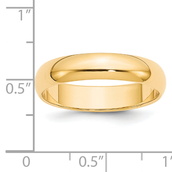 14k Yellow Gold 5mm Half Round Wedding Band