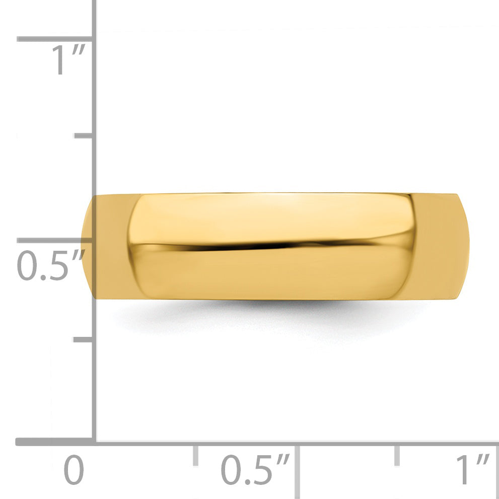 14k Yellow Gold 6mm Half-Round Wedding Band