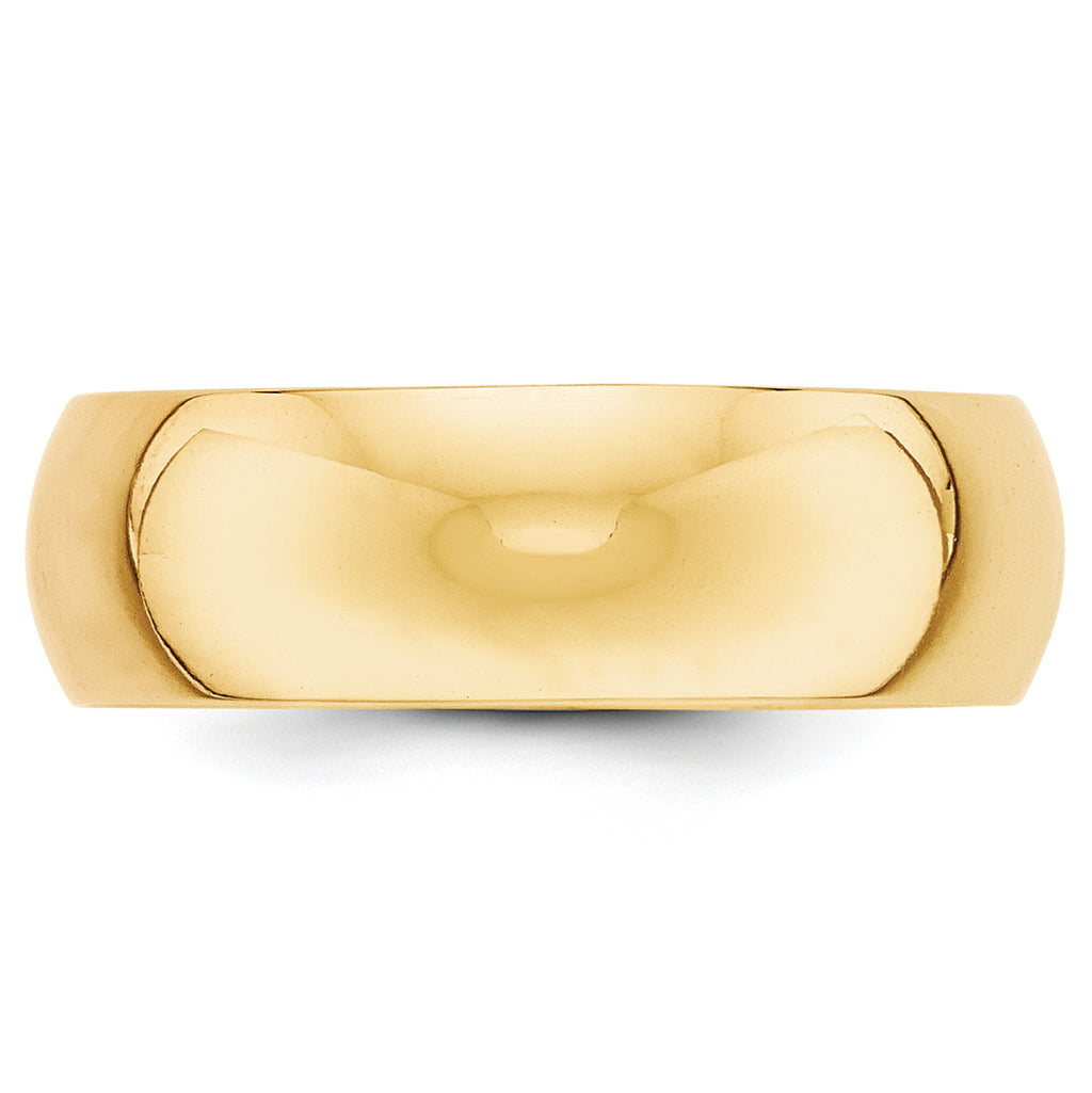 14k Yellow Gold 7mm Half Round Wedding Band Size 14