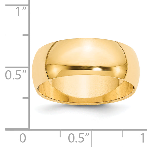 14k Yellow Gold 8mm Half-Round Wedding Band