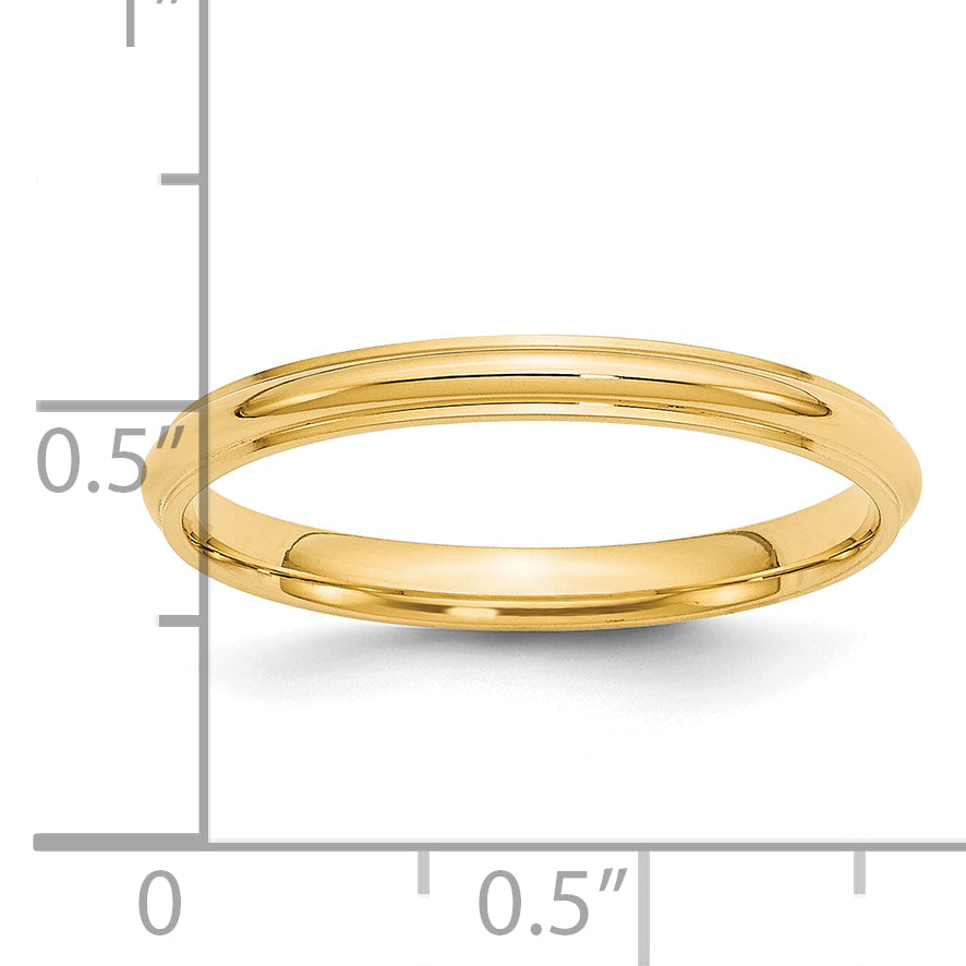 14k Yellow Gold 2.5mm Half Round with Edge Wedding Band