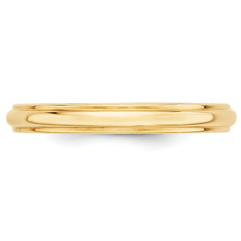 14k Yellow Gold 3mm Half Round with Edge Wedding Band