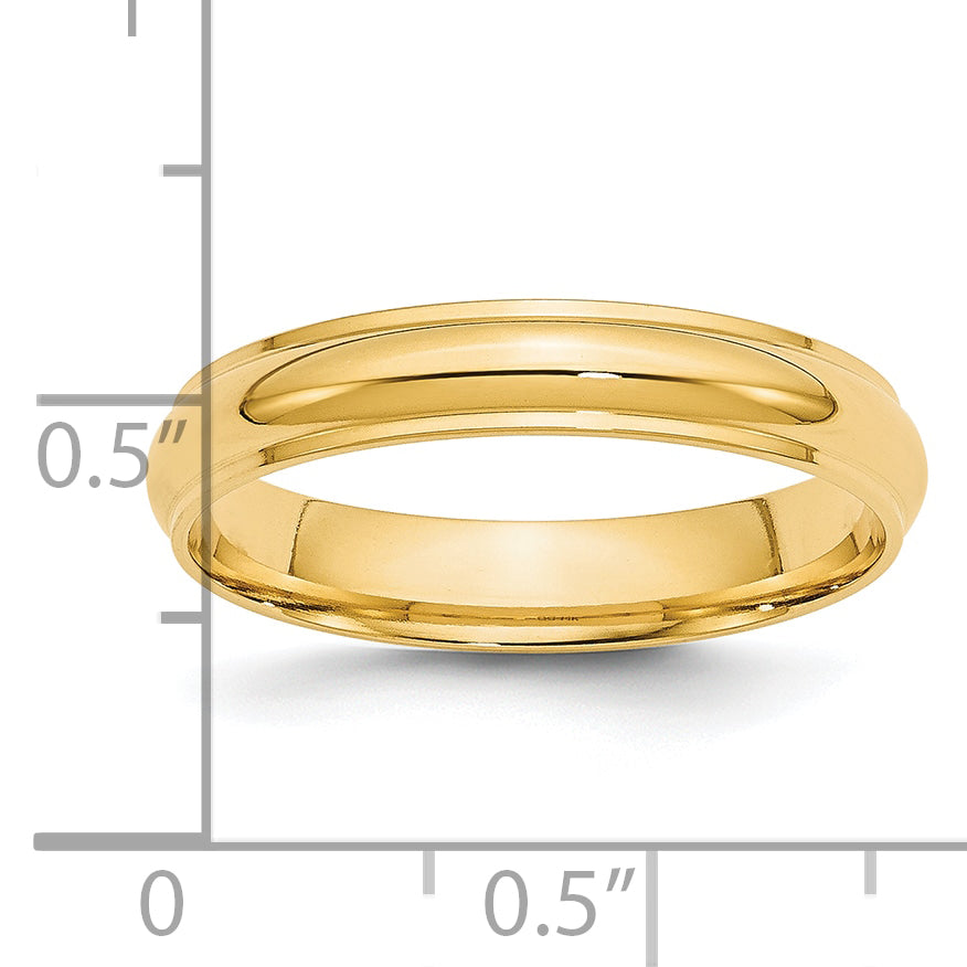 14k Yellow Gold 4mm Half Round with Edge Wedding Band