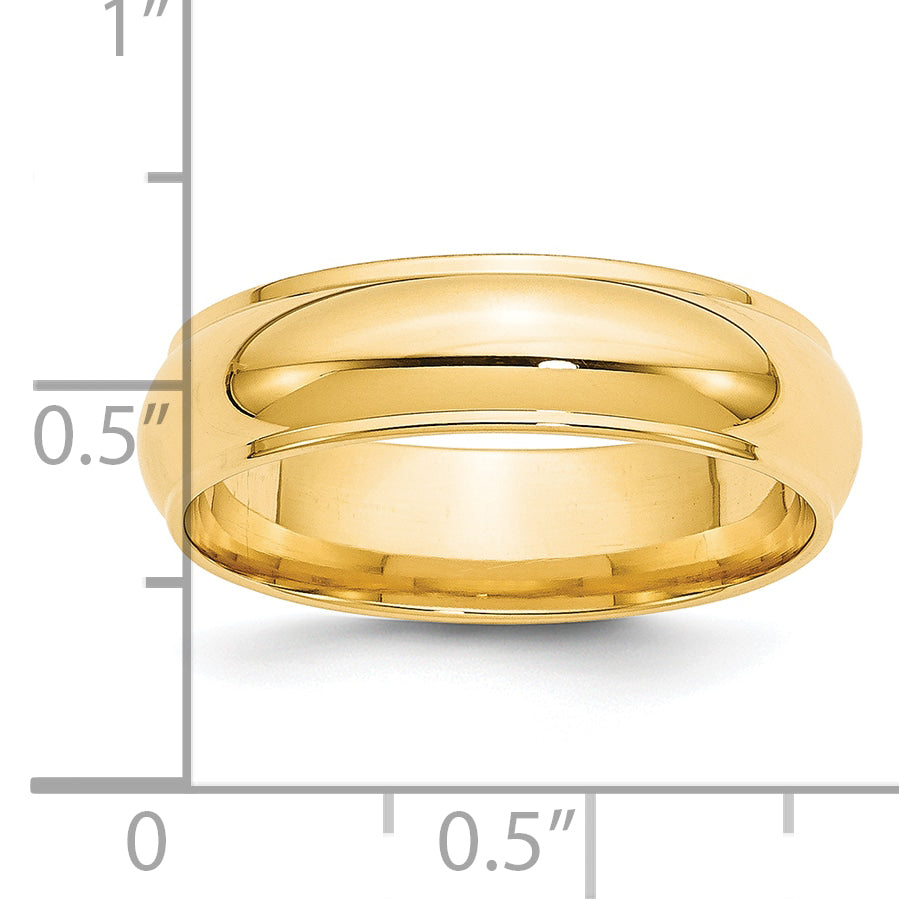 14k Yellow Gold 6mm Half Round with Edge Wedding Band