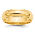 14k Yellow Gold 6mm Half Round with Edge Wedding Band
