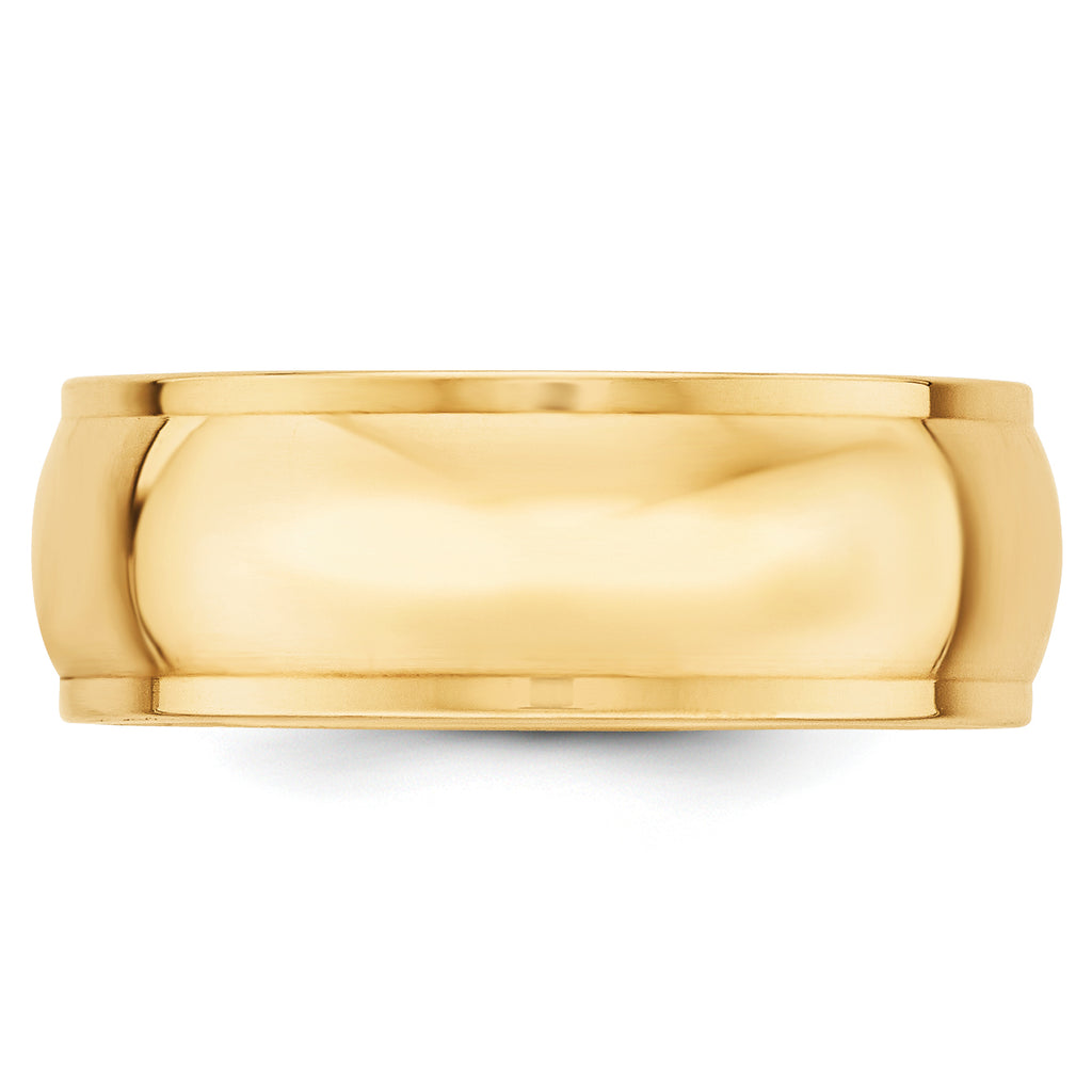 14k Yellow Gold 8mm Half Round with Edge Wedding Band