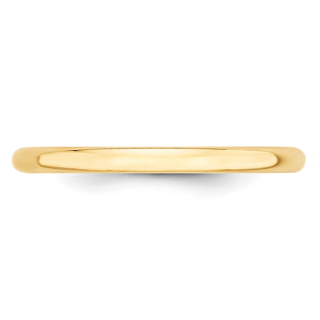 14K Yellow Gold Half-Round Wedding Band 2mm