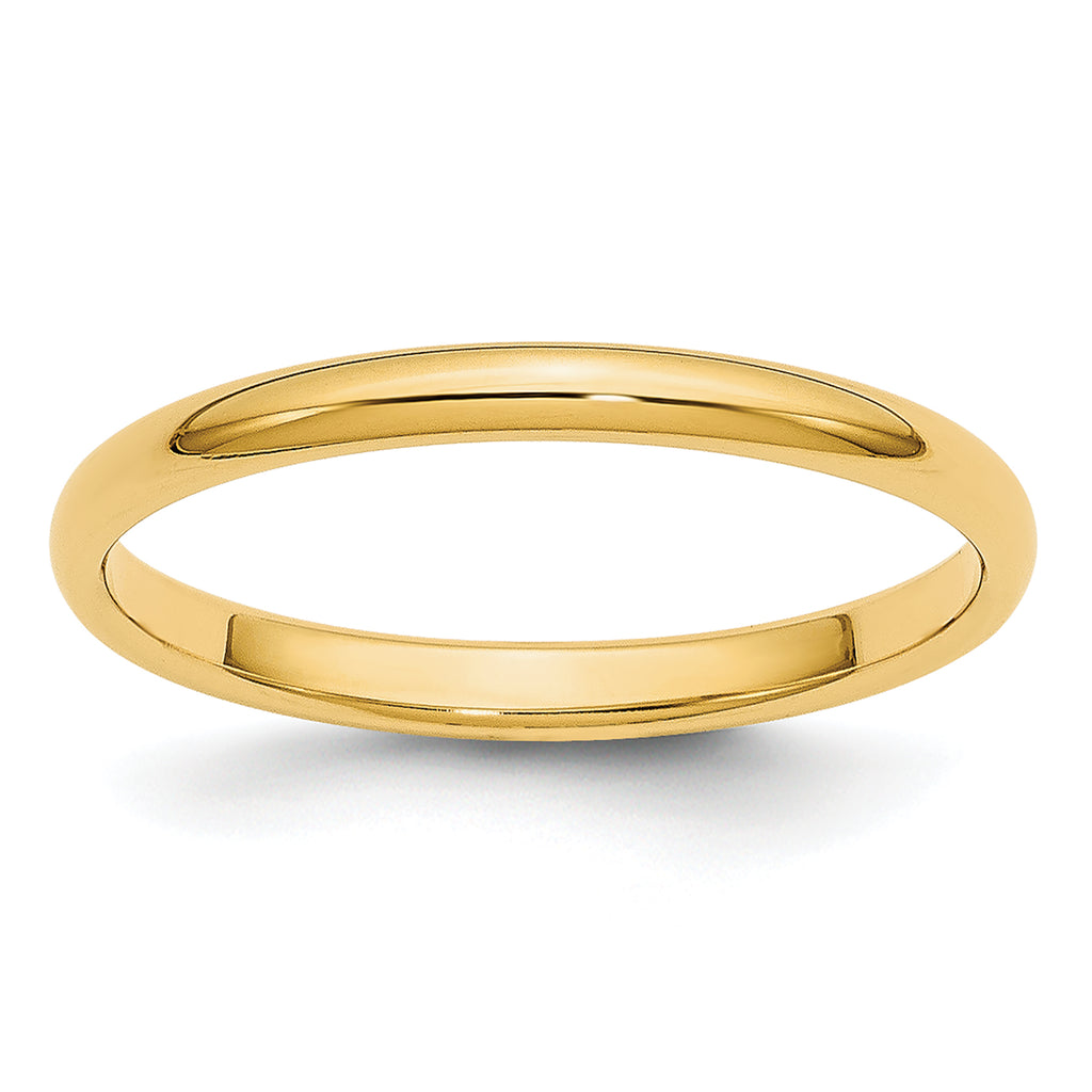 14K Yellow Gold Half-Round Wedding Band 2mm
