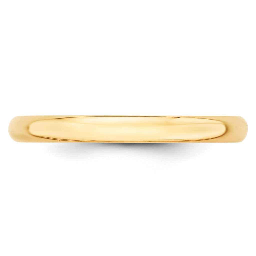 14K Yellow Gold Half-Round Wedding Band 2.5mm