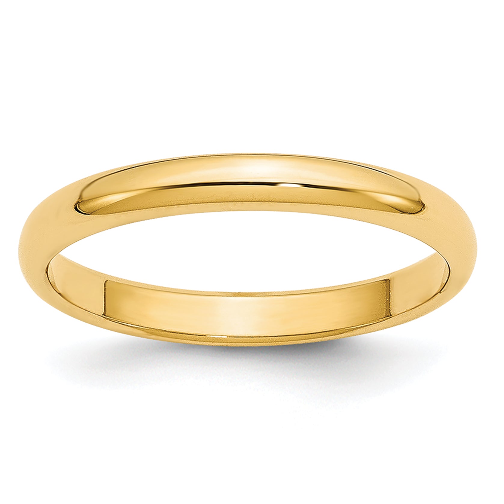 14K Yellow Gold Half-Round Wedding Band 2.5mm