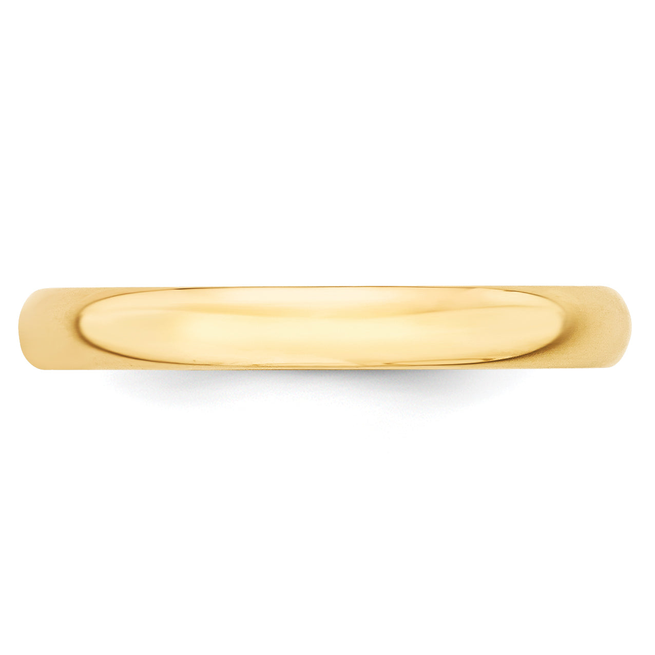 14k Yellow Gold 3mm Lightweight Half Round Wedding Band Size 14