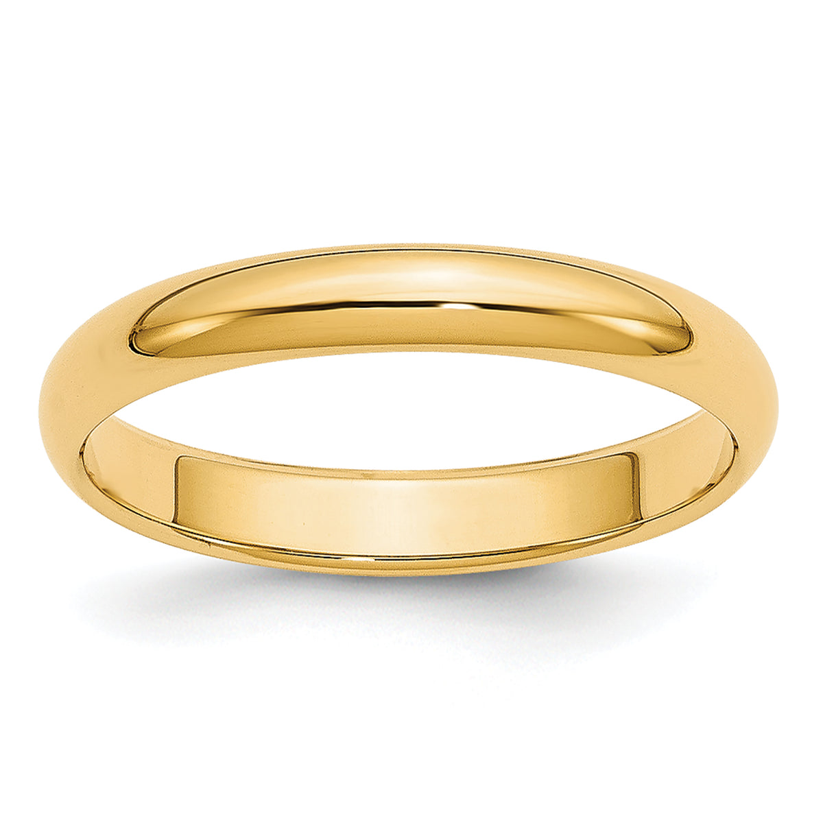 14k Yellow Gold 3mm Lightweight Half Round Wedding Band Size 14