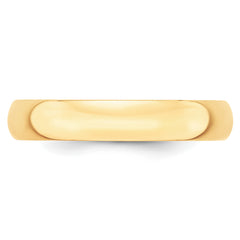 14k Yellow Gold 4mm Lightweight Half Round Wedding Band Size 14