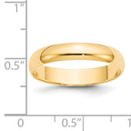 14k Yellow Gold 4mm Lightweight Half Round Wedding Band