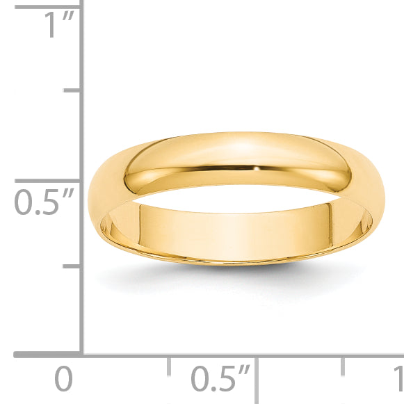 14k Yellow Gold 4mm Lightweight Half Round Wedding Band Size 14