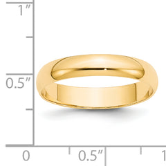 14k Yellow Gold 4mm Lightweight Half Round Wedding Band Size 14