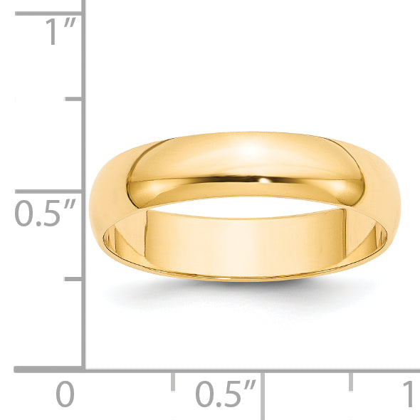 14k Yellow Gold 5mm Lightweight Half Round Wedding Band