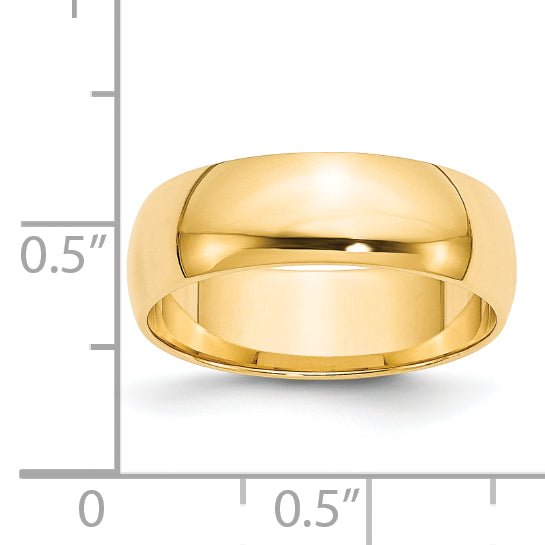 14k Yellow Gold 6mm Lightweight Half Round Wedding Band