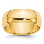 14k Yellow Gold 7mm Lightweight Half Round Wedding Band