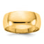 7.5mm 10K Yellow Gold Lightweight Half Round Wedding Band - Sophia Jewelers
