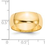 14k Yellow Gold 8mm Lightweight Half Round Wedding Band Size 14