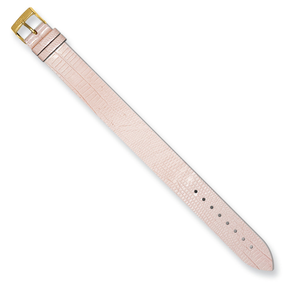 Moog Gld-pltd Lt Pink Lizard Texture Patent Finish Calf Lthr Watch Band